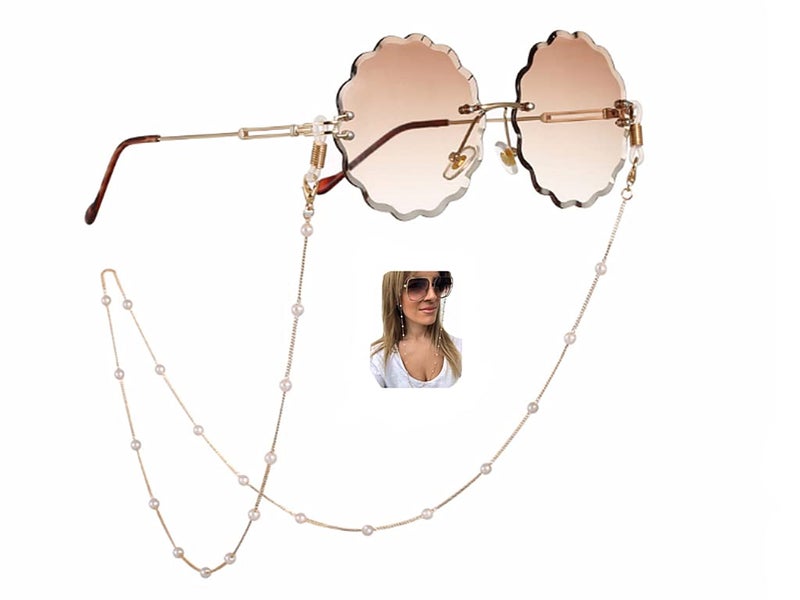 Sither Pearls Sunglasses Chian Reading Glasses Chain Strap Necklace for Women - Image 1